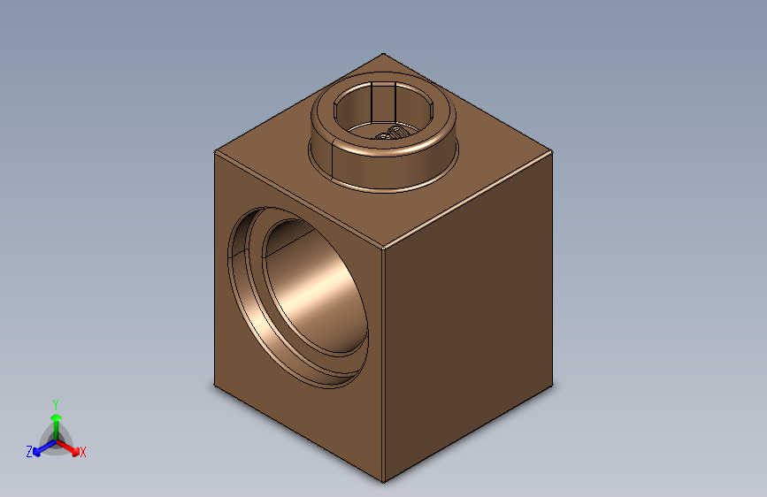 乐高机械组积木（横梁）6541 Old Brown Technic Brick 1 x 1 with Hole.STEP