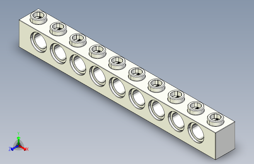 乐高机械组积木（横梁）273001 White Technic Brick 1 x 10 with Holes.STEP