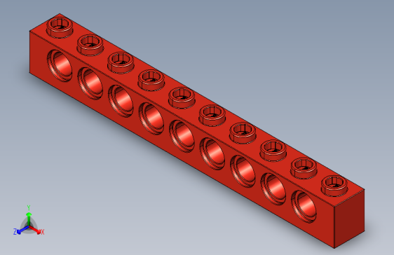 乐高机械组积木（横梁）273021 Bright Red Technic Brick 1 x 10 with Holes.STEP