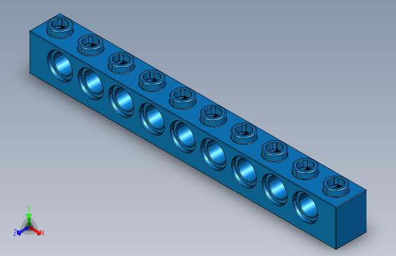 乐高机械组积木（横梁）273023 Bright Blue Technic Brick 1 x 10 with Holes.STEP