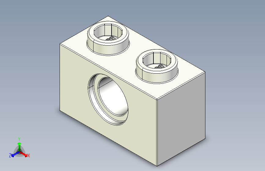 乐高机械组积木（横梁）370001 White Technic Brick 1 x 2 with Hole.STEP