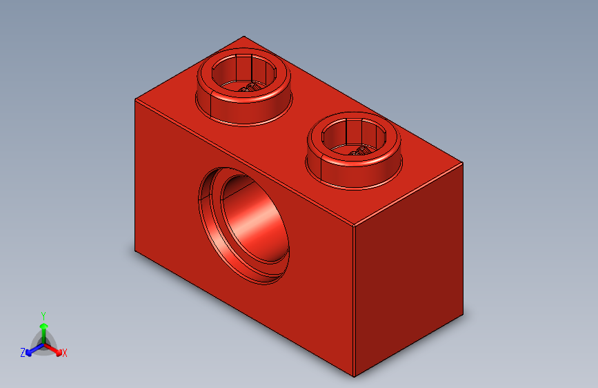 乐高机械组积木（横梁）370002  Bright Red Technic Brick 1 x 2 with Hole.STEP