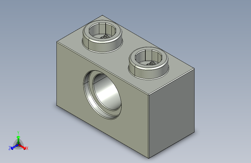 乐高机械组积木（横梁）370002 Old Grey Technic Brick 1 x 2 with Hole.STEP