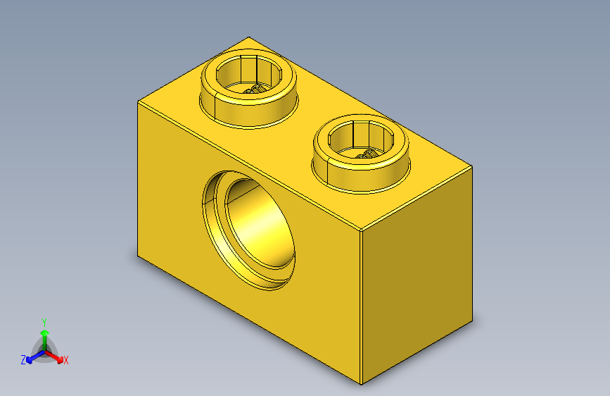乐高机械组积木（横梁）370024 Bright Yellow Technic Brick 1 x 2 with Hole.STEP