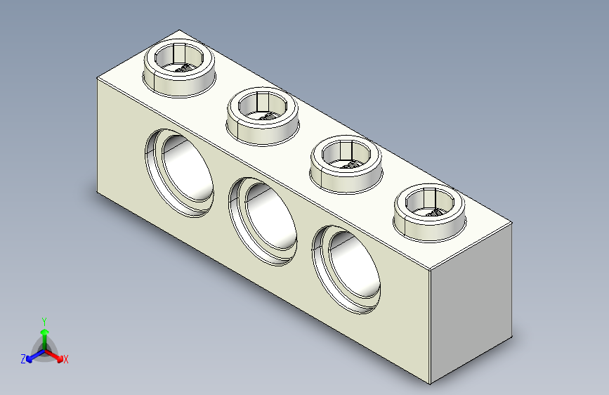 乐高机械组积木（横梁）370101 White Technic Brick 1 x 4 with Holes.STEP