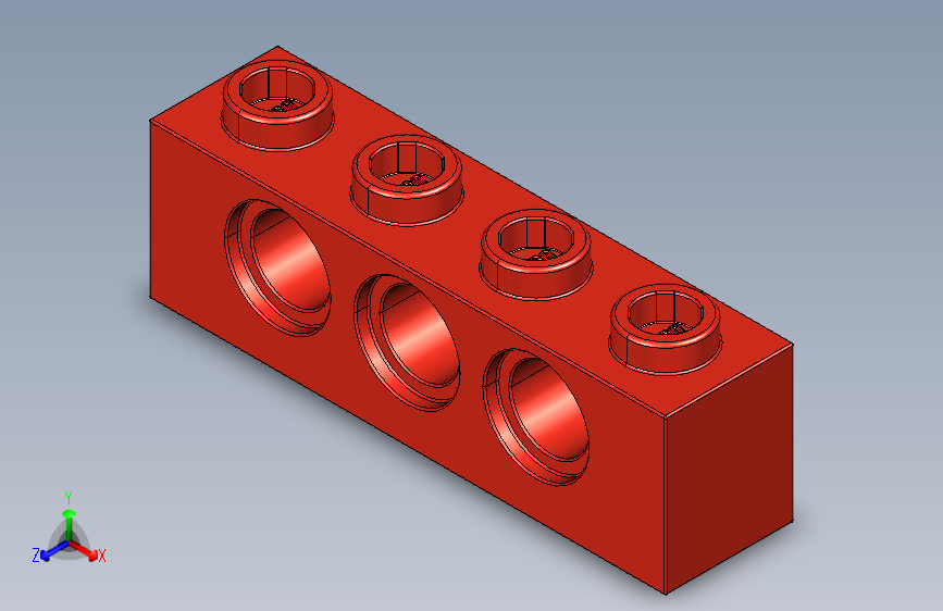 乐高机械组积木（横梁）370121 Bright Red Technic Brick 1 x 4 with Holes.STEP