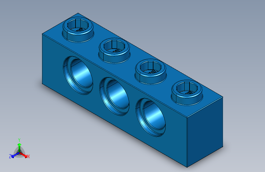 乐高机械组积木（横梁）370123 Bright Blue Technic Brick 1 x 4 with Holes.STEP