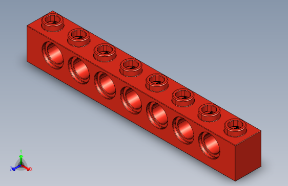 乐高机械组积木（横梁）370221 Bright Red Technic Brick 1 x 8 with Holes.STEP