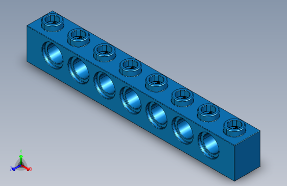 乐高机械组积木（横梁）370223 Bright Blue Technic Brick 1 x 8 with Holes.STEP