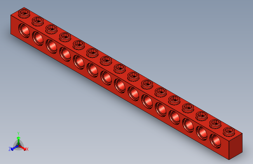 乐高机械组积木（横梁）370321 Bright Red Technic Brick 1 x 16 with Holes.STEP