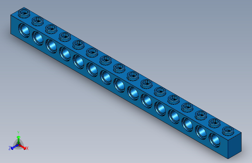 乐高机械组积木（横梁）370323 Bright Blue Technic Brick 1 x 16 with Holes.STEP