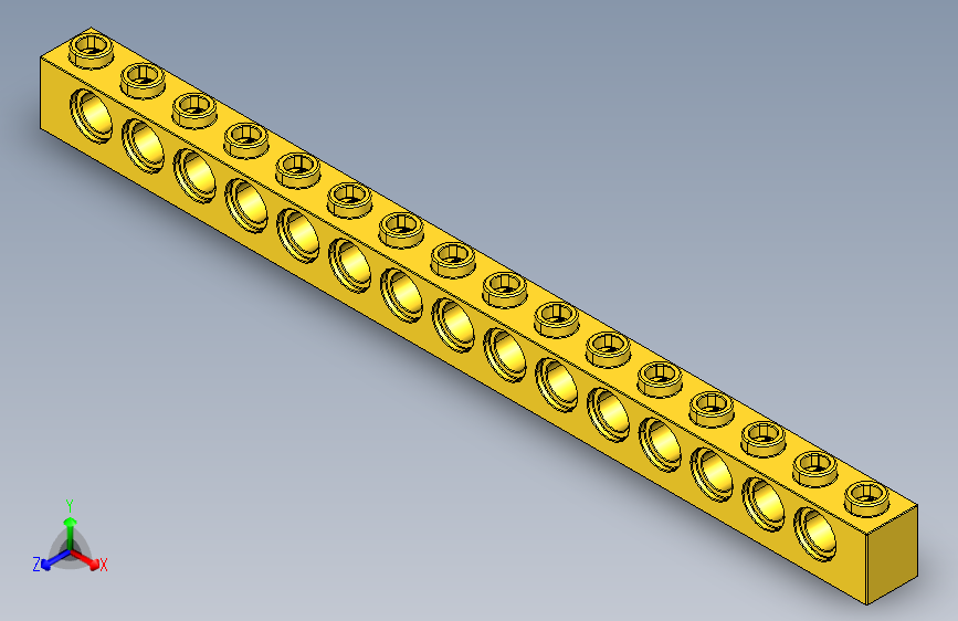 乐高机械组积木（横梁）370324 Bright Yellow Technic Brick 1 x 16 with Holes.STEP