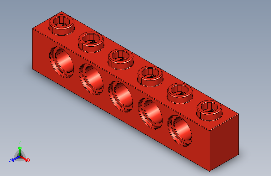 乐高机械组积木（横梁）389421 Bright Red Technic Brick 1 x 6 with Holes.STEP