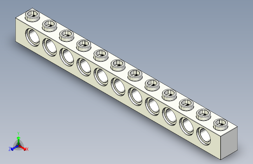 乐高机械组积木（横梁）389501 White Technic Brick 1 x 12 with Holes.STEP