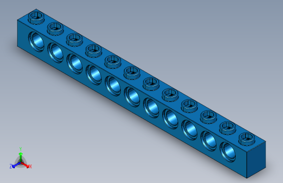 乐高机械组积木（横梁）389523 Bright Blue Technic Brick 1 x 12 with Holes.STEP