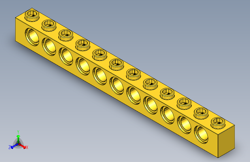 乐高机械组积木（横梁）389524 Bright Yellow Technic Brick 1 x 12 with Holes.STEP