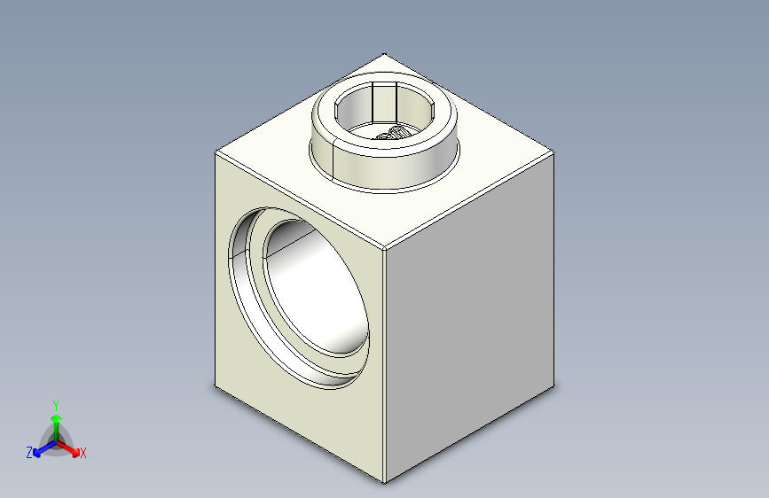 乐高机械组积木（横梁）654101 White Brick 1 x 1 with Hole.STEP