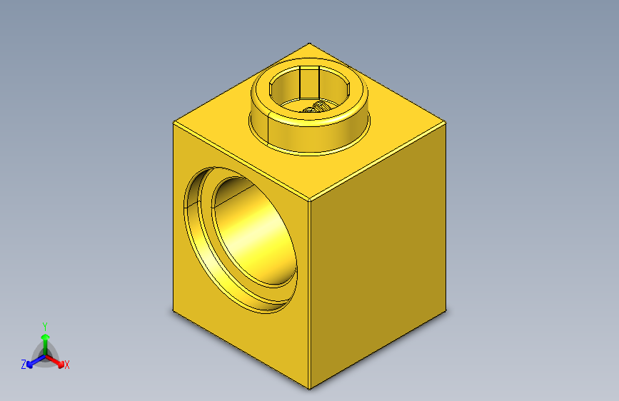 乐高机械组积木（横梁）654124 Bright Yellow Brick 1 x 1 with Hole.STEP