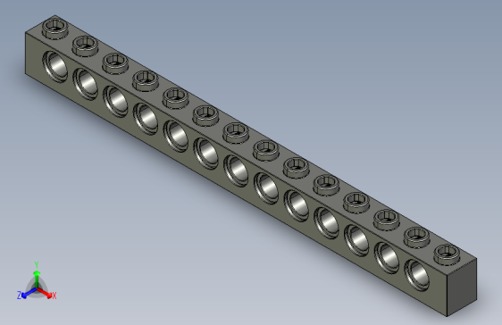 乐高机械组积木（横梁）4124041 - 32018 Old Dark Grey Technic Brick 1 x 14 with Holes.STEP