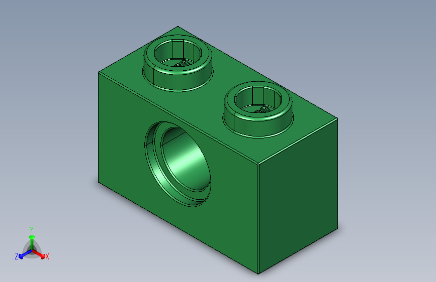 乐高机械组积木（横梁）4157133 - 3700 Dark Green Technic Brick 1 x 2 with Hole.STEP