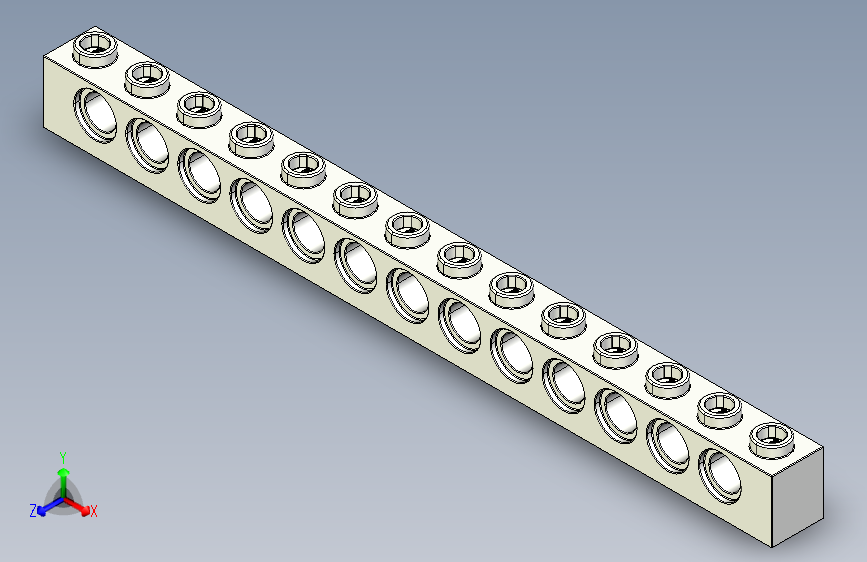 乐高机械组积木（横梁）4161723 - 32018 White Technic Brick 1 x 14 with Holes.STEP