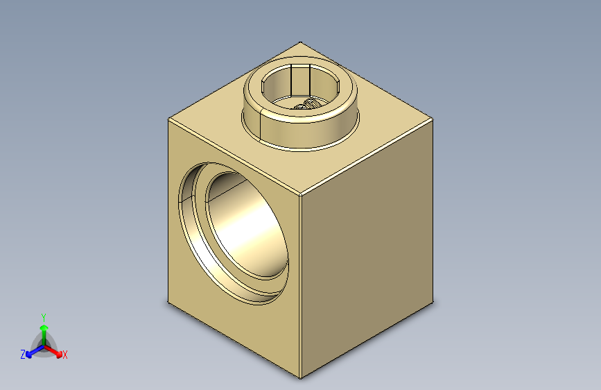乐高机械组积木（横梁）4179771 - 6541 Tan Technic Brick 1 x 1 with Hole.STEP