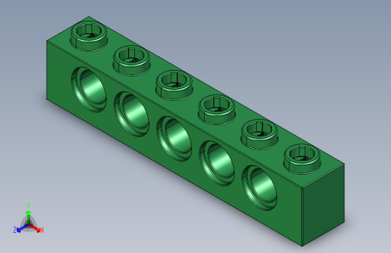 乐高机械组积木（横梁）4200558 - 3894 Dark Green Technic Brick 1 x 6 with Holes.STEP
