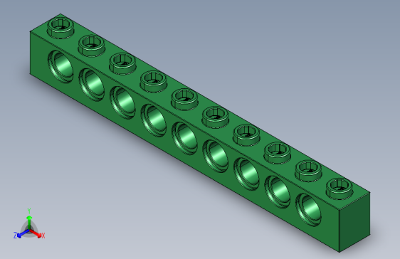 乐高机械组积木（横梁）4203291 - 2730 Dark Green Technic Brick 1 x 10 with Holes.STEP