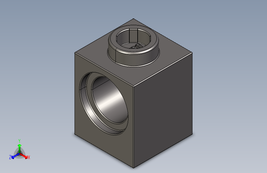 乐高机械组积木（横梁）4210639 - 6541 Dark StoneTechnic Brick 1 x 1 with Hole.STEP