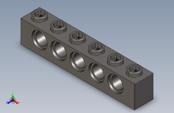 乐高机械组积木（横梁）4210917 - 3894 Dark Stone Grey Technic Brick 1 x 6 with Holes.STEP