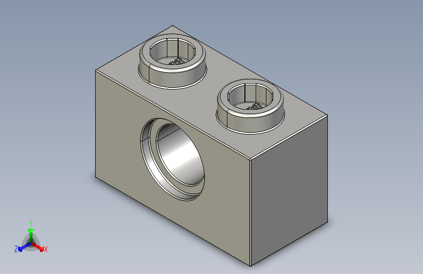 乐高机械组积木（横梁）4211440 - 3700 Medium Stone Grey Technic Brick 1 x 2 with Hole.STEP