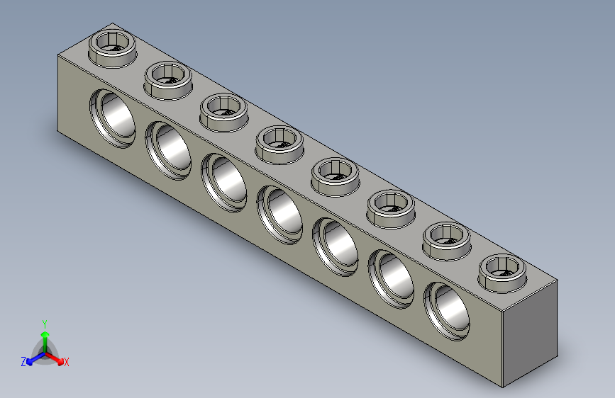 乐高机械组积木（横梁）4211442 - 3702 Medium Stone Grey Technic Brick 1 x 8 with Holes.STEP
