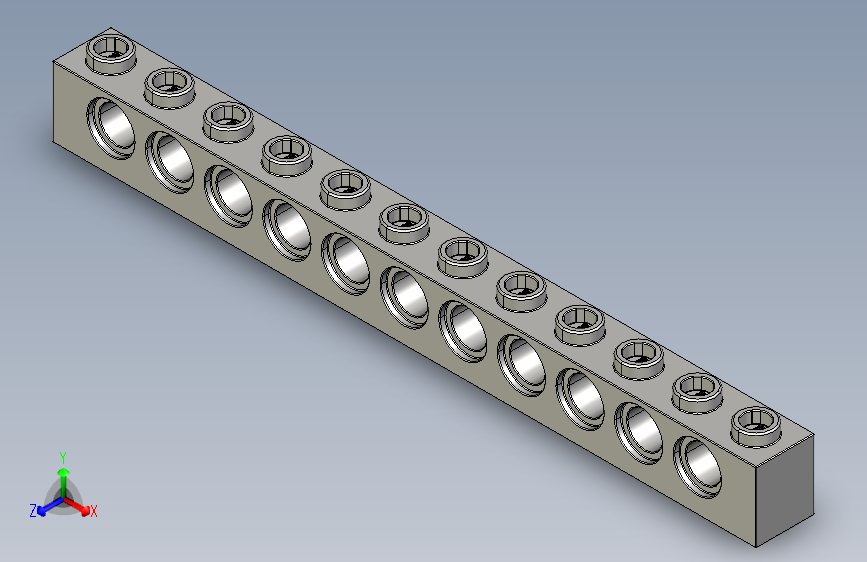 乐高机械组积木（横梁）4211860 - 3895 Medium Stone Grey Technic Brick 1 x 12 with Holes.STEP