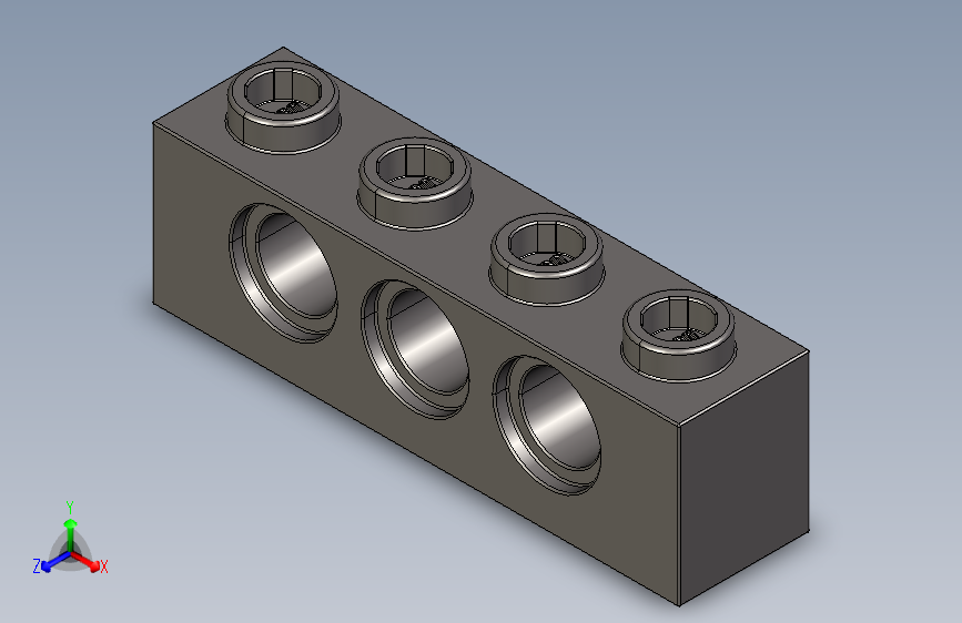 乐高机械组积木（横梁）4213607 - 3701 Dark Stone Grey Technic Brick 1 x 4 with Holes.STEP