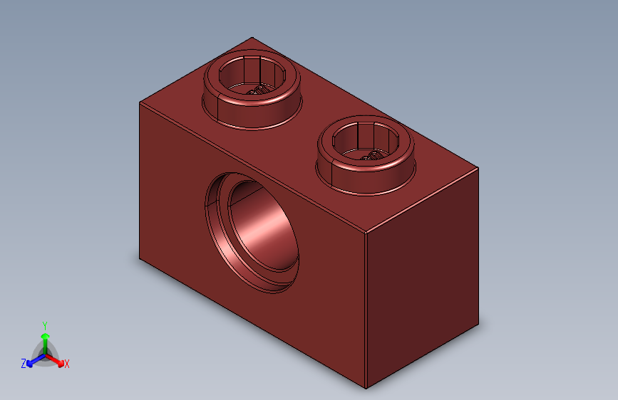 乐高机械组积木（横梁）4215402 - 3700 Dark Red Technic Brick 1 x 2 with Hole.STEP