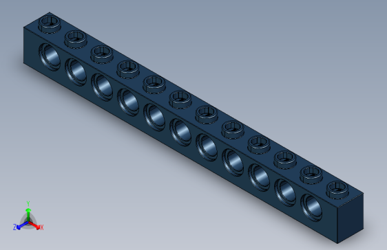 乐高机械组积木（横梁）4227700 - 3895 Earth (Navy) Blue Technic Brick 1 x 12 with Holes.STEP