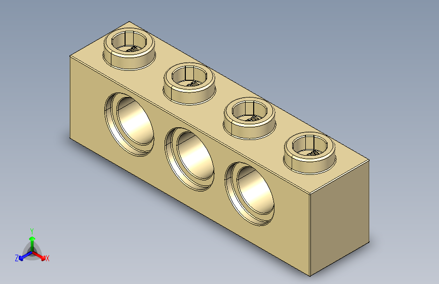 乐高机械组积木（横梁）4234365 - 3701 Tan - Brick Yellow Technic Brick 1 x 4 with Holes.STEP