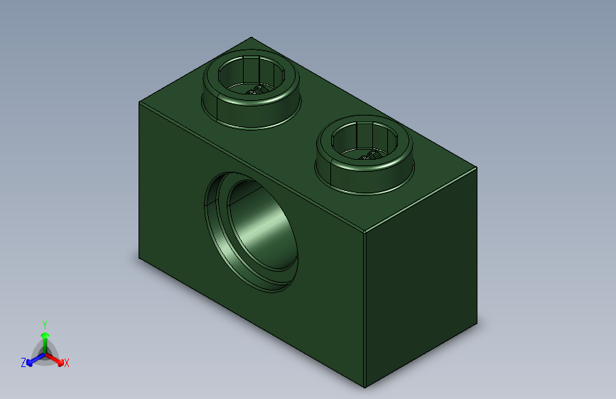 乐高机械组积木（横梁）4257584 - 3700 Earth Green Technic Brick 1 x 2 with Hole.STEP
