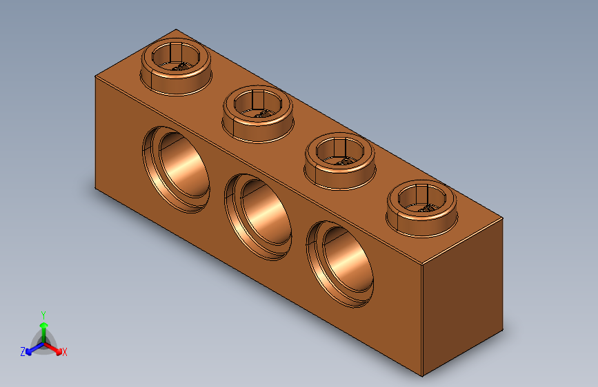 乐高机械组积木（横梁）4263068 - 3701 Dark Orange Technic Brick 1 x 4 with Holes.STEP