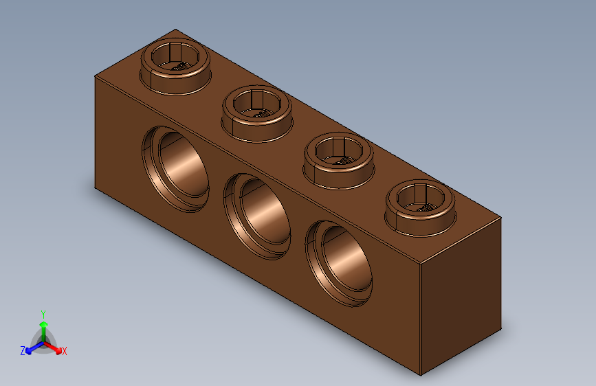 乐高机械组积木（横梁）4267994 - 3701 Reddish Brown Technic Brick 1 x 4 with Holes.STEP
