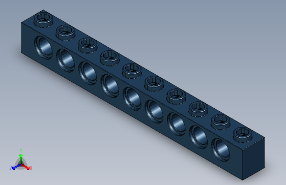 乐高机械组积木（横梁）4274539 - 2730 Earth Blue Technic Brick 1 x 10 with Holes.STEP