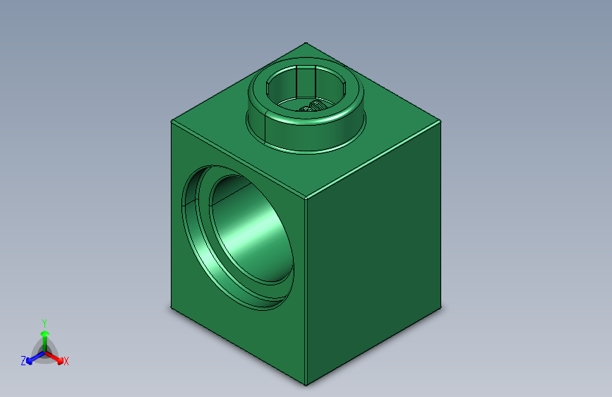 乐高机械组积木（横梁）4522678 - 6541 Dark Green Technic Brick 1 x 1 with Hole.STEP