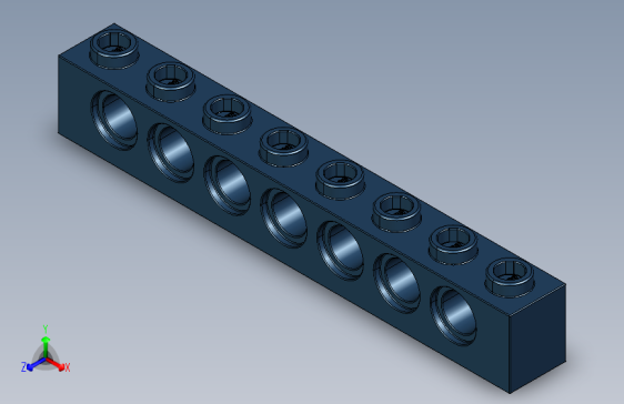 乐高机械组积木（横梁）4528724 - 3702 Earth Blue Technic Brick 1 x 8 with Holes.STEP