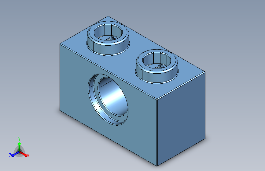 乐高机械组积木（横梁）6004881- 3700 Medium Blue Technic Brick 1 x 2 with Hole.STEP