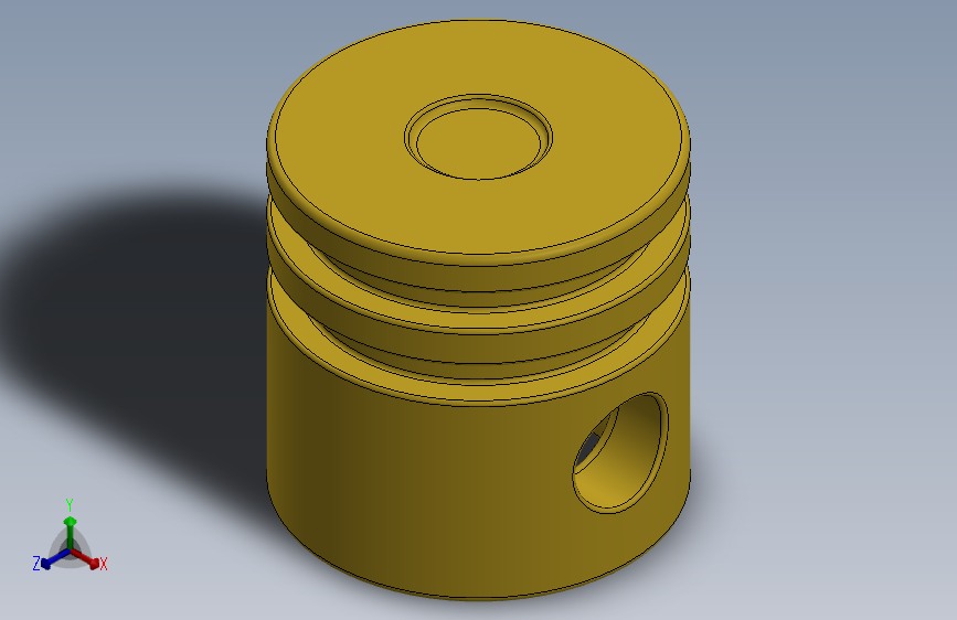 乐高套装发动机组件2851 Bright Yellow Technic Engine Piston Round.SLDPRT