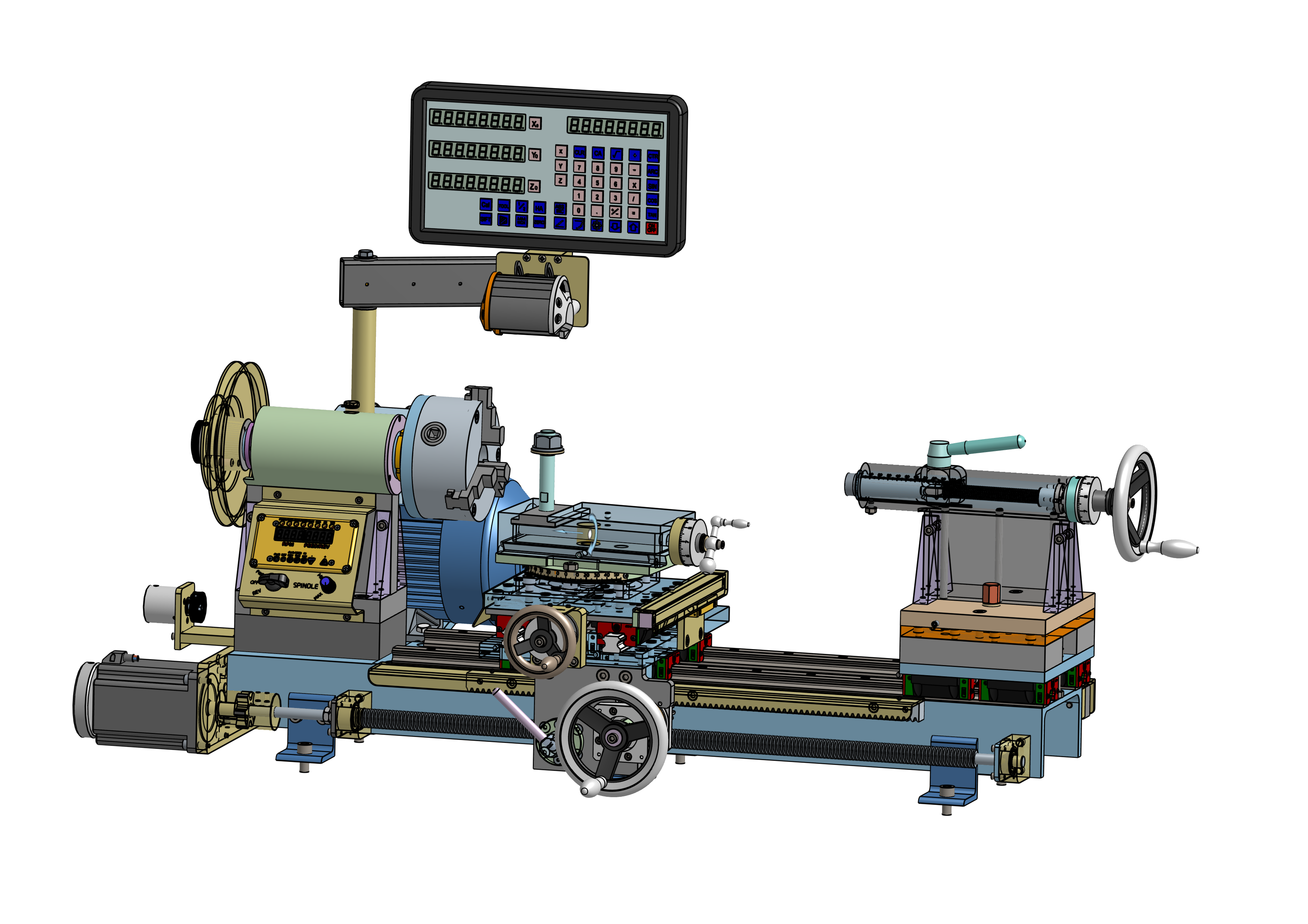 电子丝杠手动ER32夹头车床step