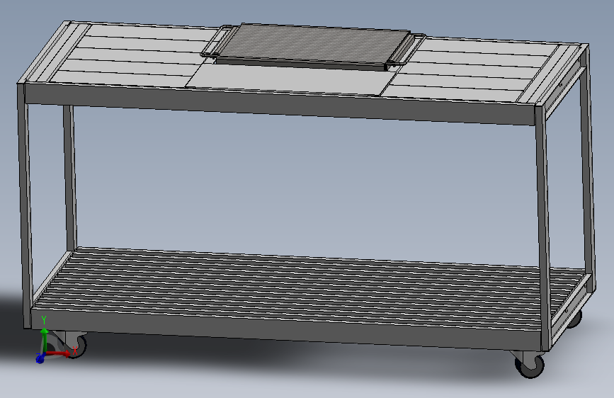 混合烧烤架 – 不锈钢和木材移动组件