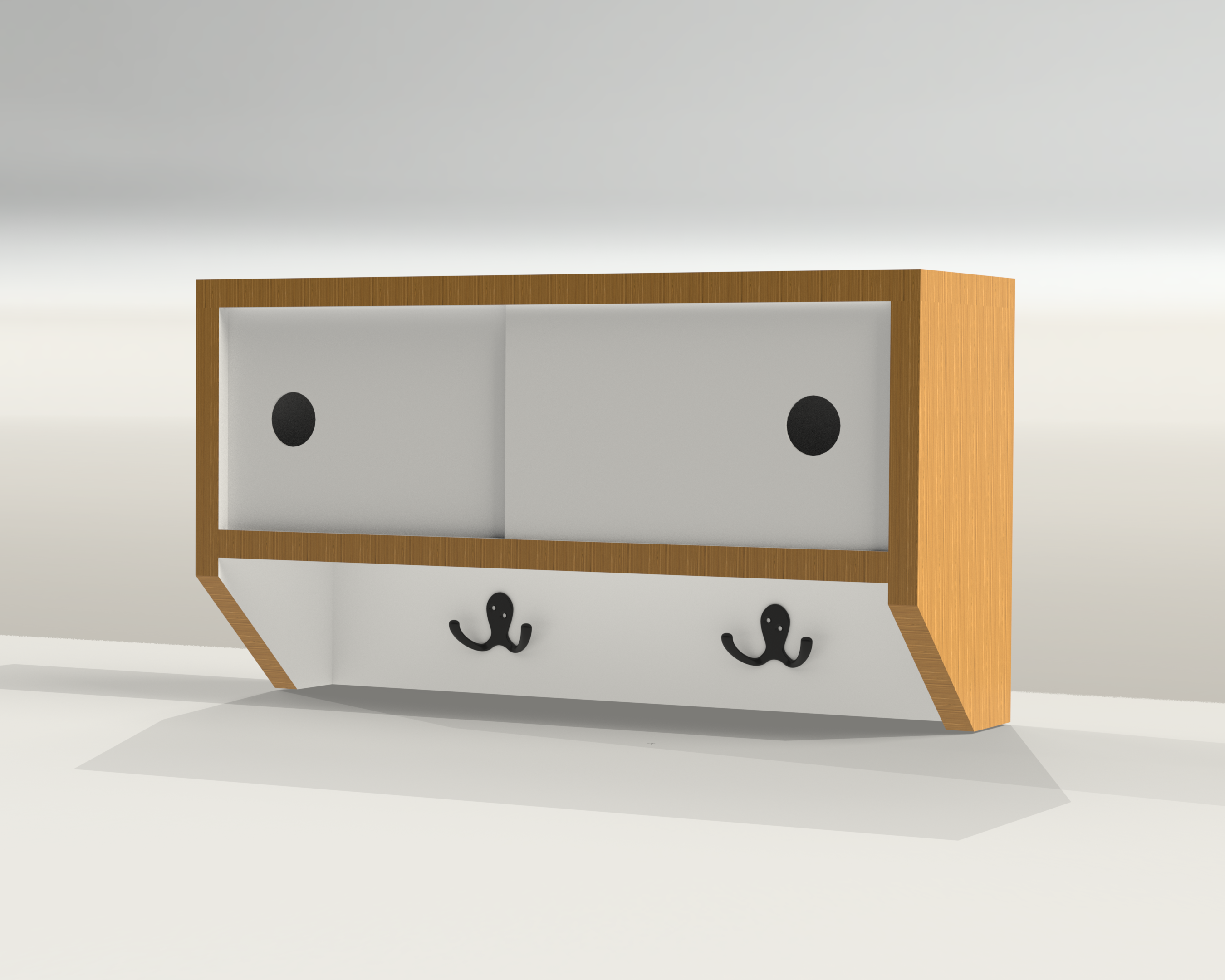 墙壁挂式滑动门柜带挂钩