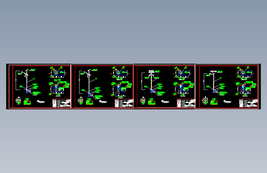 4种LED太阳能路灯CAD竣工图
