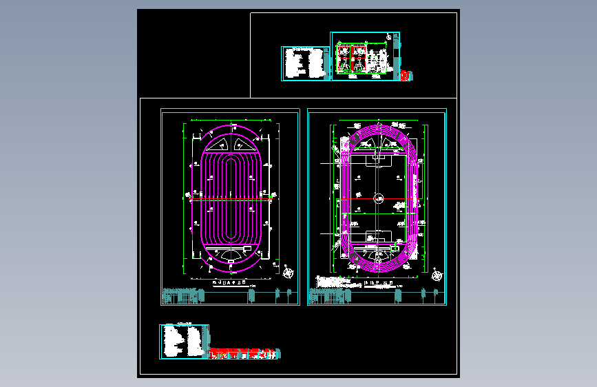 400跑道、操场、篮球场、排球场建筑施工图纸（含设计说明）